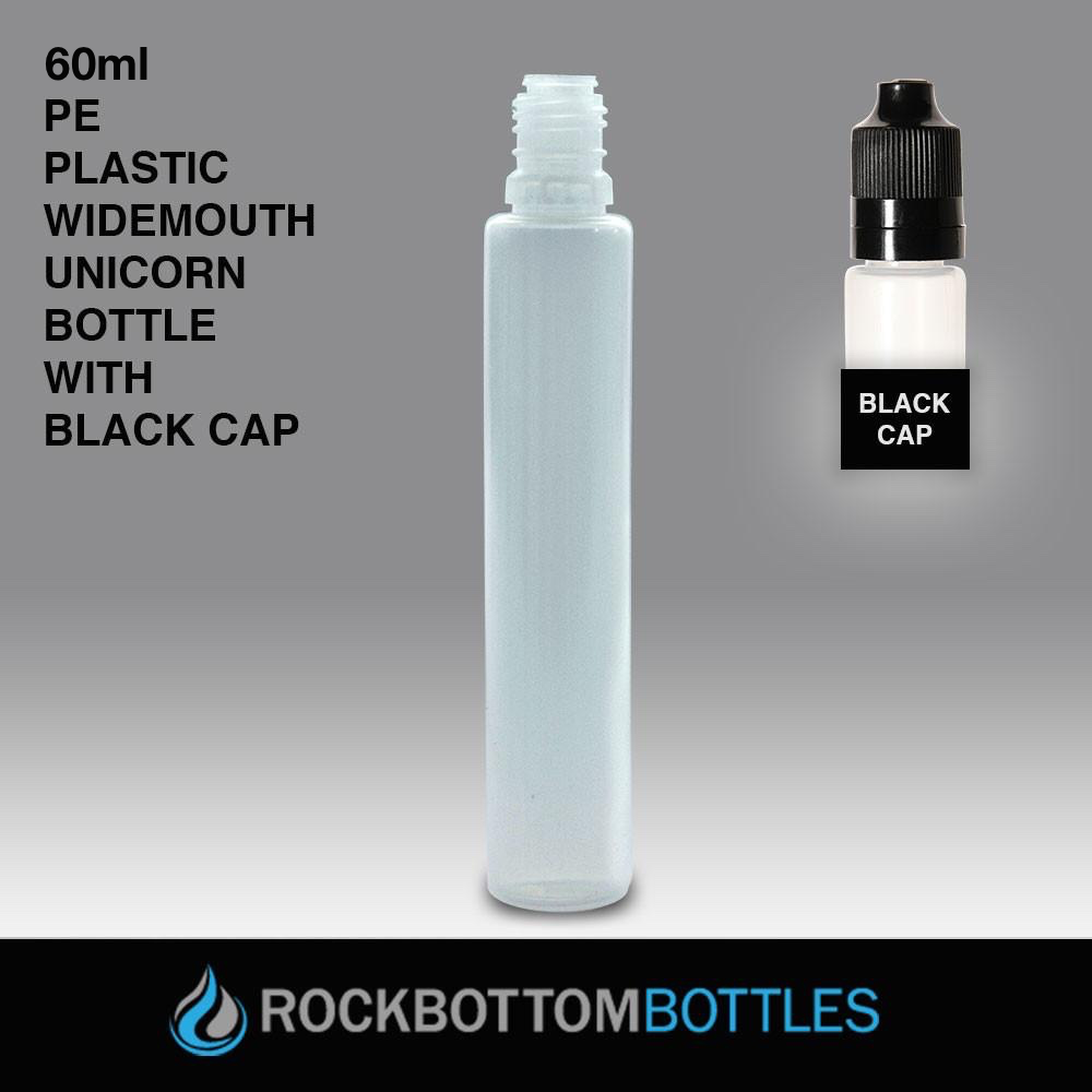 60ml - PE Unicorn Bottle w/wide mouth and black caps
